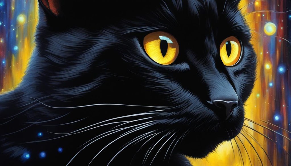 Black cat with vibrant yellow eyes