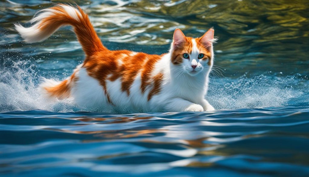 Turkish Van Cat Swimming