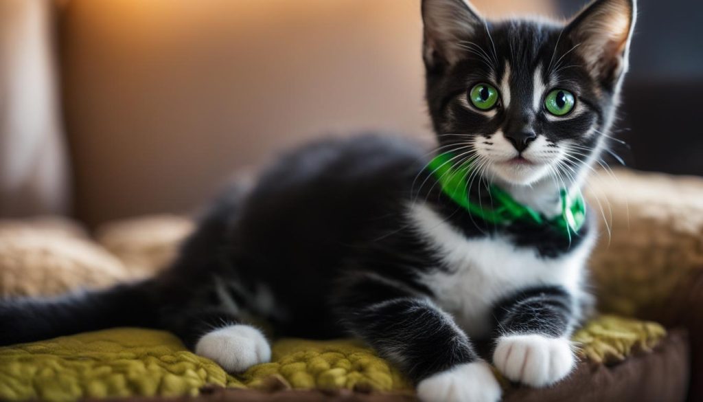 european shorthair black white kitten